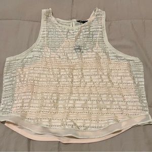 American Eagle layered peach bling sheer beaded Tank Top sz M NWT